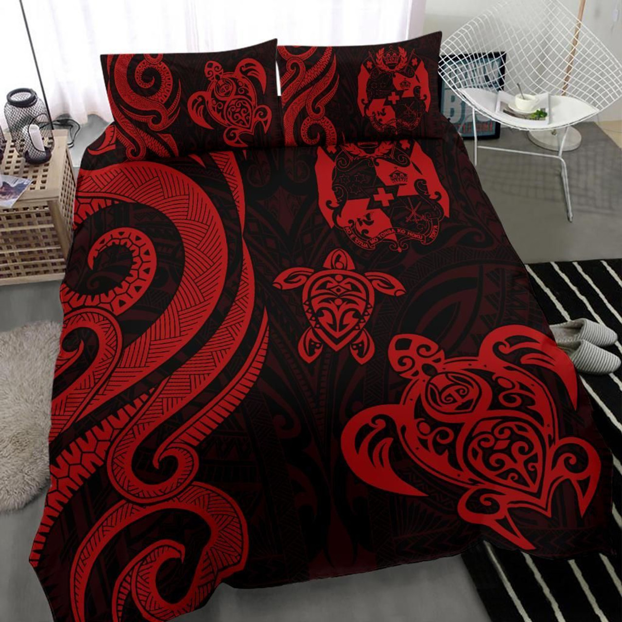 Tonga Polynesian Bedding Set - Turtle With Plumeria And Hibiscus 6