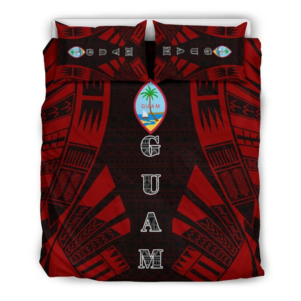 Guam Duvet Cover Set - Polynesian Tattoo Red 2