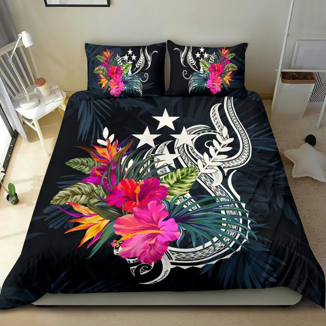 Polynesian Bedding Set - Kosrae Duvet Cover Set Tropical Flowers 1