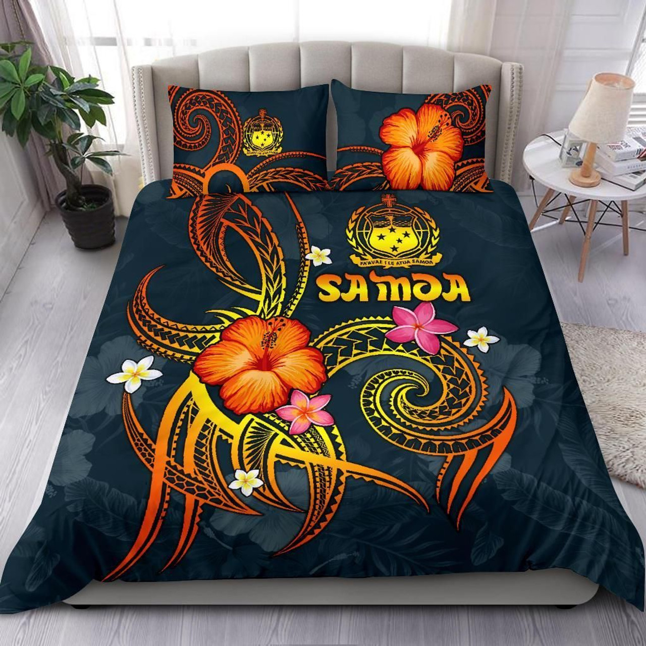 Polynesian Hawaii Bedding Set - Legend Of Samoa (Blue) 1