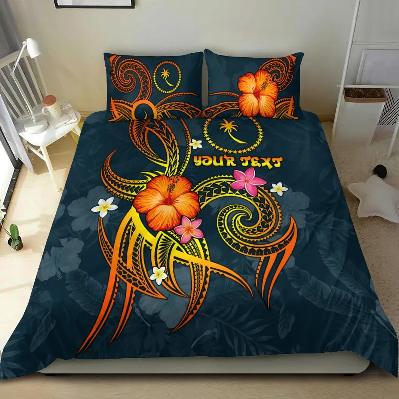 Chuuk Polynesian Bedding Set - Manta Ray Tropical Flowers 6