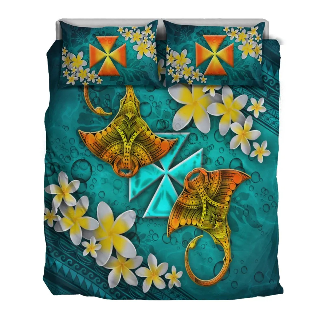 Marshall Islands Bedding Set - Turtle Plumeria Banana Leaf 4