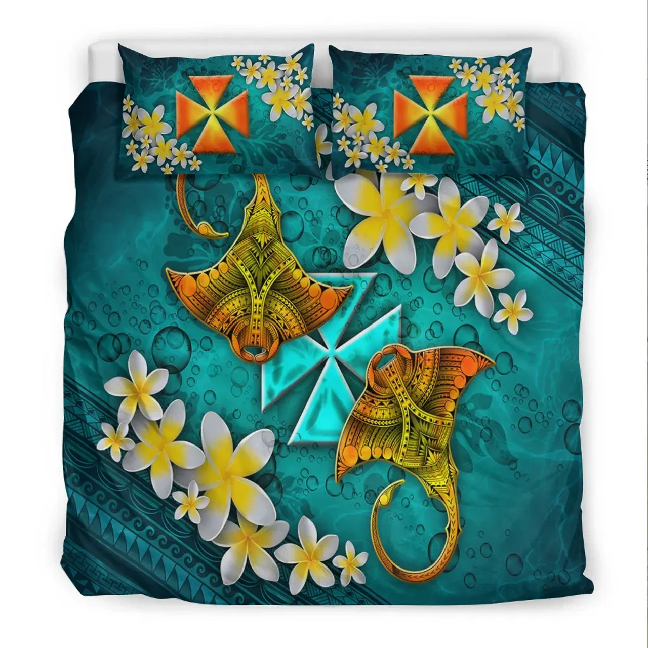 Marshall Islands Bedding Set - Turtle Plumeria Banana Leaf 5