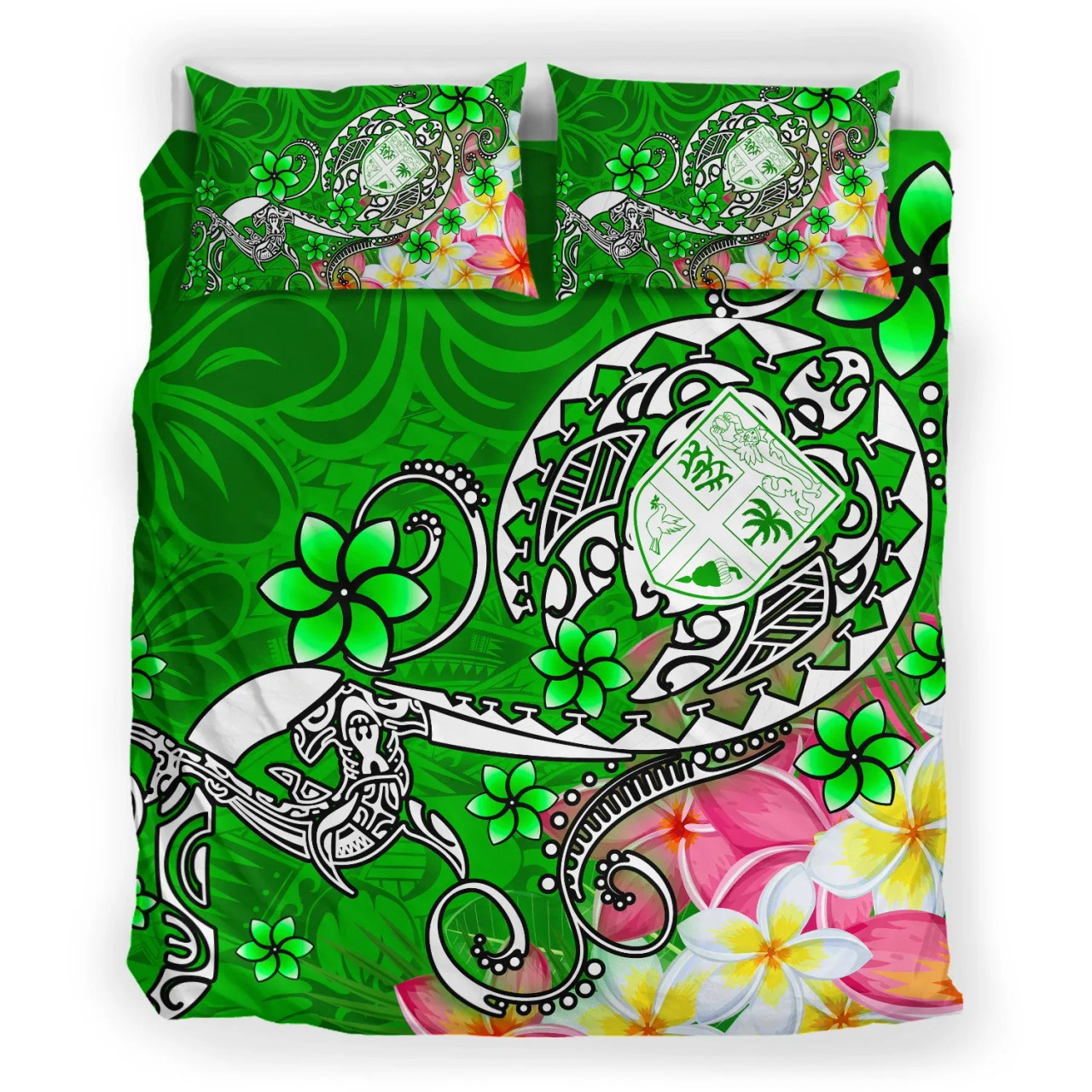 Marshall Islands Polynesian Bedding Set - Turtle With Blooming Hibiscus Red 6