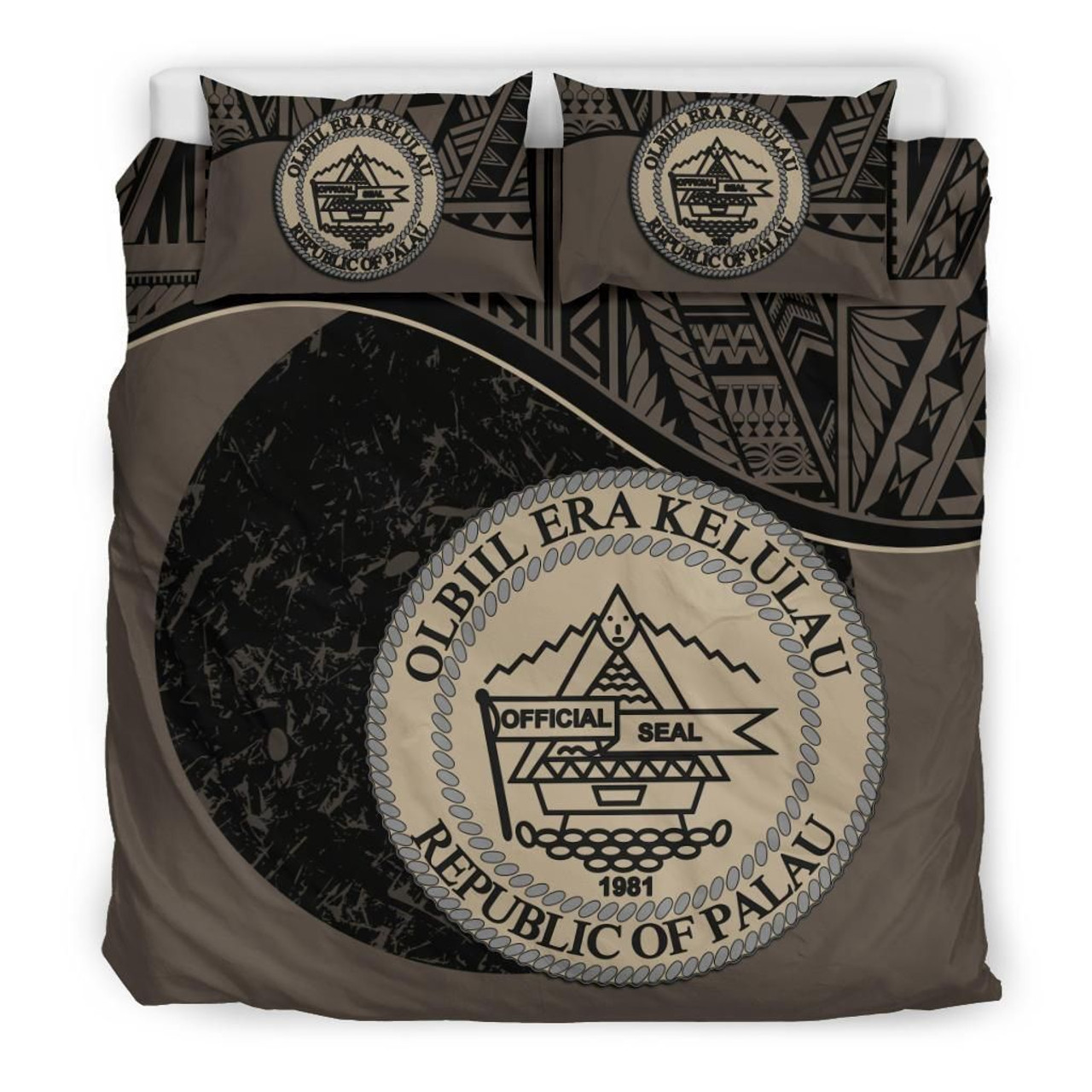 Palau Duvet Cover Set - Palau Coat Of Arms Brown 1