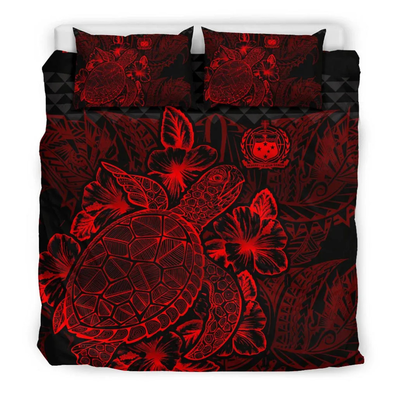 Polynesian Bedding Set - Samoa Duvet Cover Set Red Color 1
