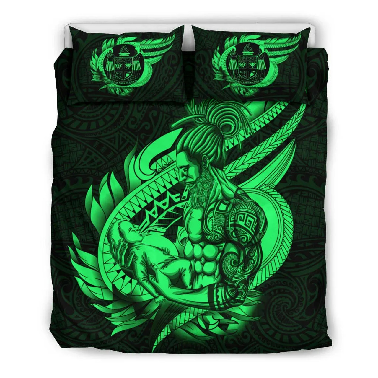 Polynesian Bedding Set - Fiji Duvet Cover Set Father And Son Green 3