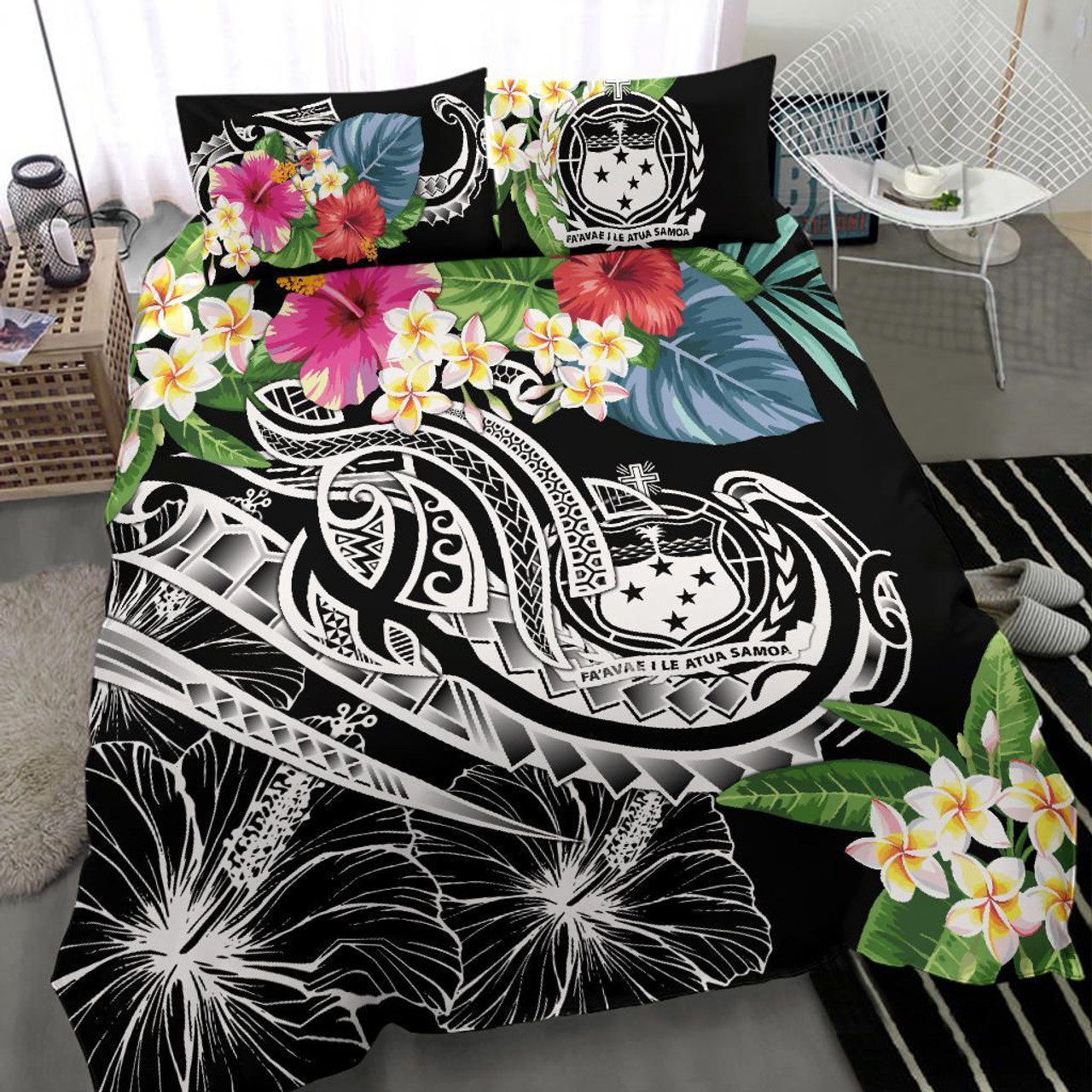 Polynesian Bedding Set - Guam Duvet Cover Set - Pattern With Seal Blue Version 6