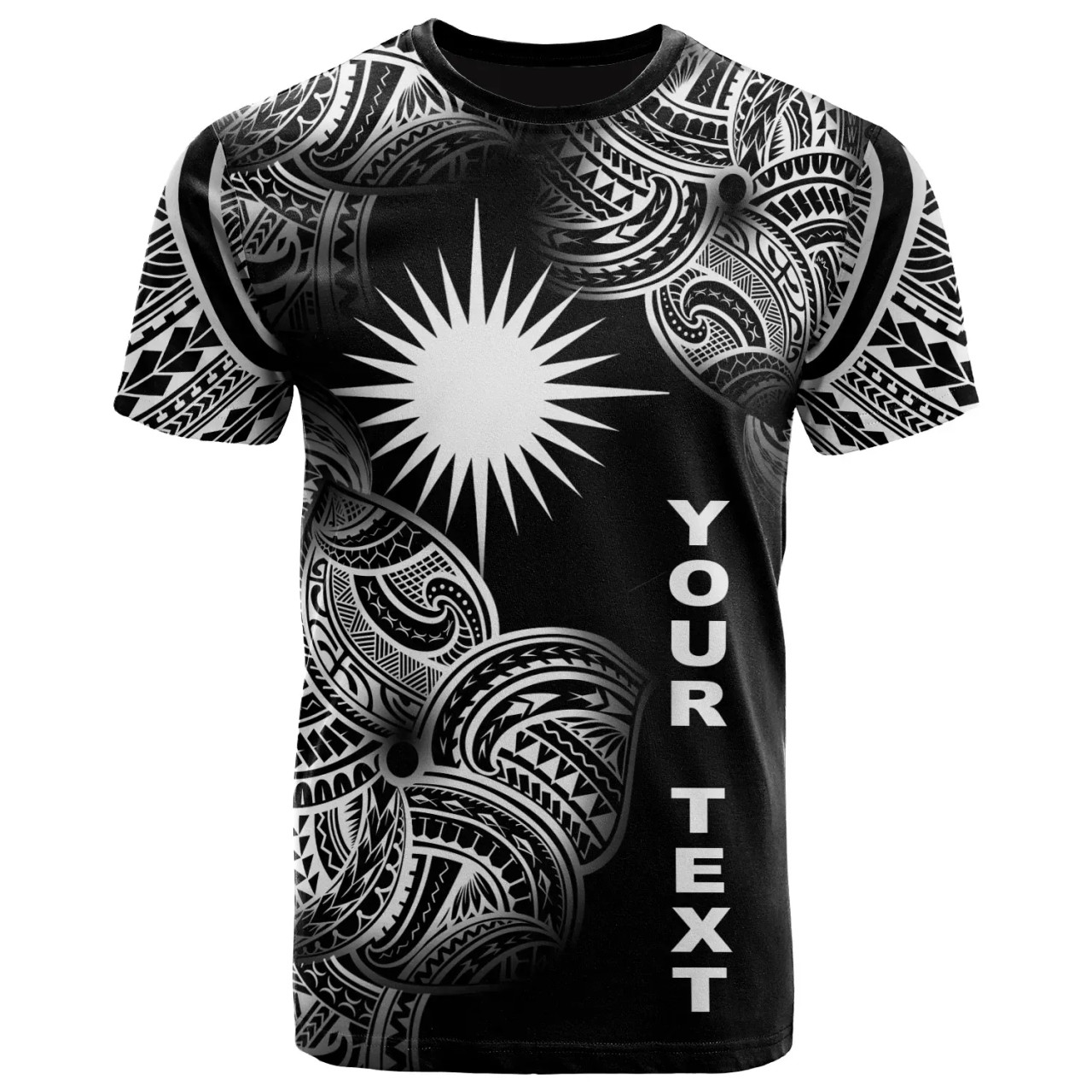 Marshall Islands Polynesia Custom Personalised T-Shirt - Marshall Islands Tribal Flower White 1