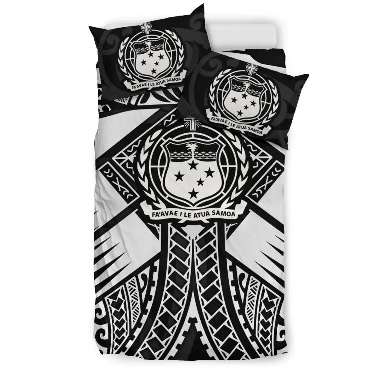 Samoa Polynesian Bedding Set - Samoa White Seal With Polynesian Tattoo 2