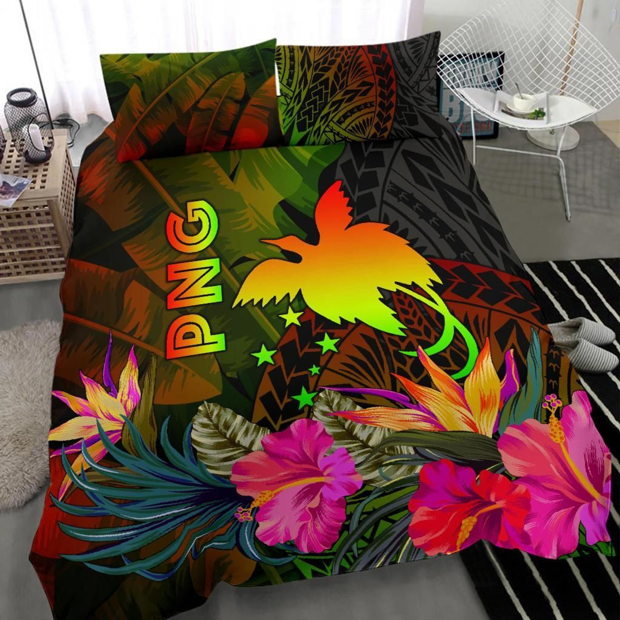 New Caledonia Bedding Set - Polynesian Shark Hibiscus Flower 6