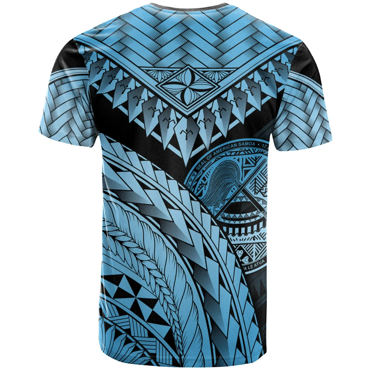 American Samoa Custom Personalised T-Shirt Blue - Polynesian Necklace and Lauhala 2