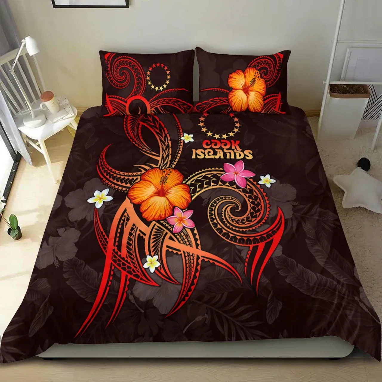 Cook Islands Polynesian Bedding Set - Legend Of Cook Islands (Red) 1