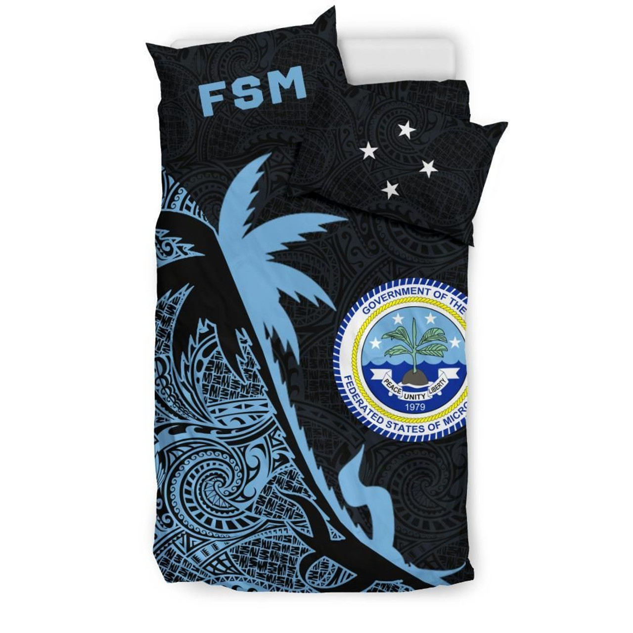 Federated States Of Micronesia Duvet Cover Set - Federated States Of Micronesia Coat Of Arms & Coconut Tree 3