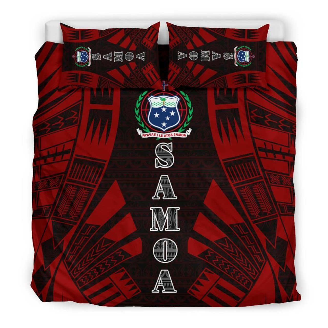 Samoa Duvet Cover Set - Polynesian Tattoo Red 1