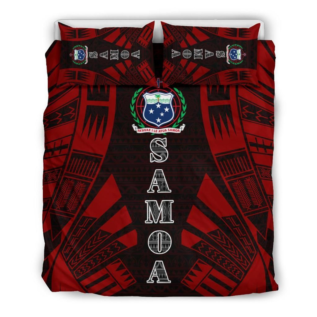 Samoa Duvet Cover Set - Polynesian Tattoo Red 2