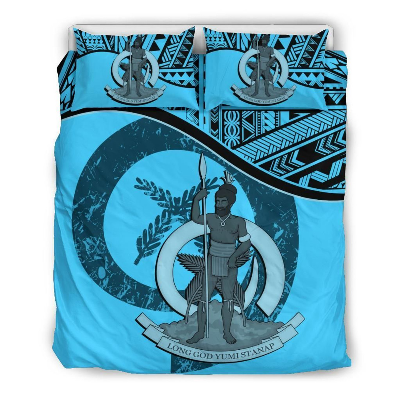 Vanuatu Duvet Cover Set - Vanuatu Coat Of Arms Blue 2