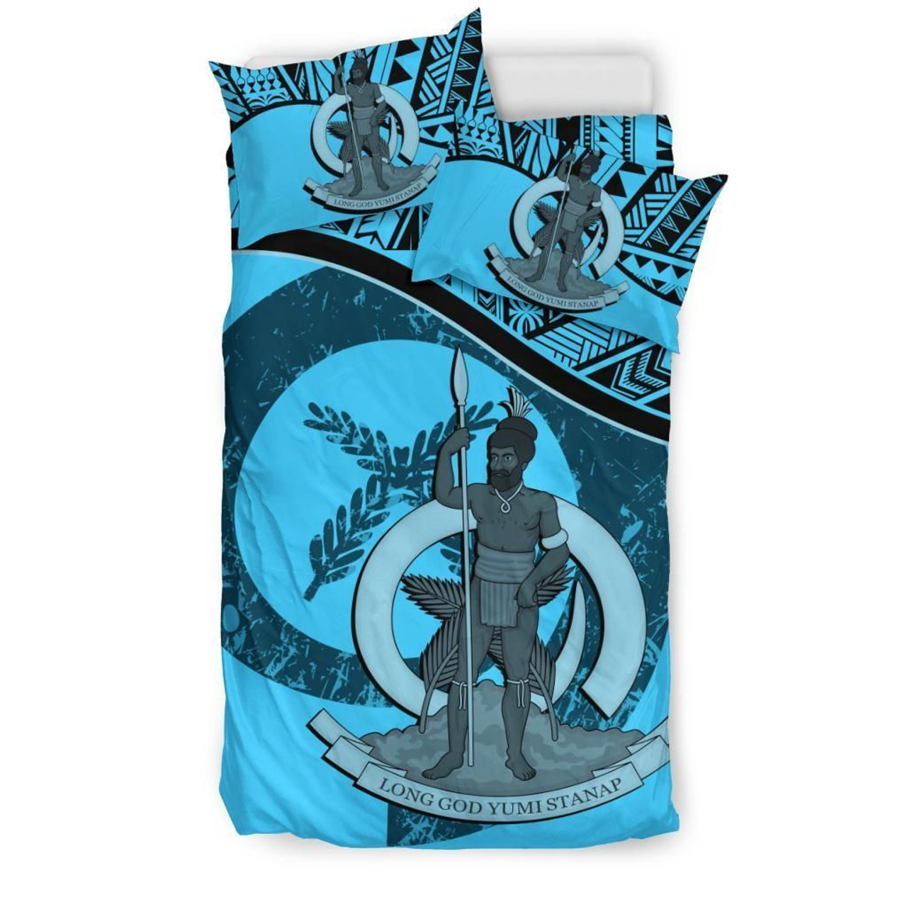 Vanuatu Duvet Cover Set - Vanuatu Coat Of Arms Blue 3