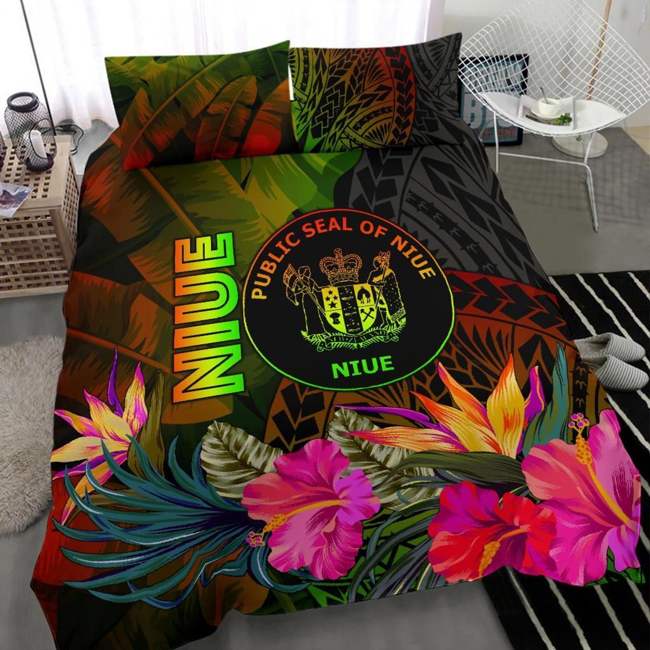 Tonga Bedding Set - Tonga Seal Polynesian Patterns Plumeria (Black) 6