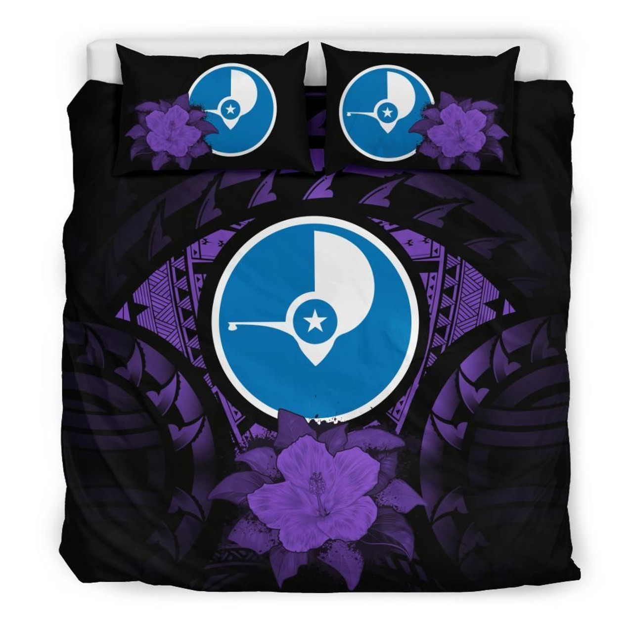 Yap Duvet Cover Set - Yap Flag & Purple Hibiscus 1