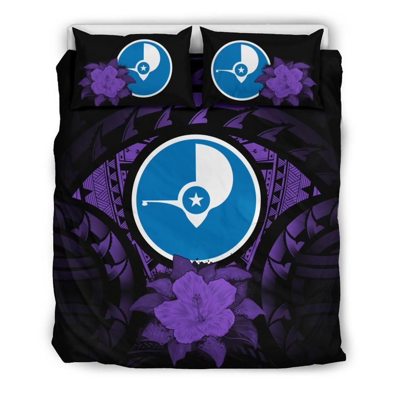 Yap Duvet Cover Set - Yap Flag & Purple Hibiscus 2