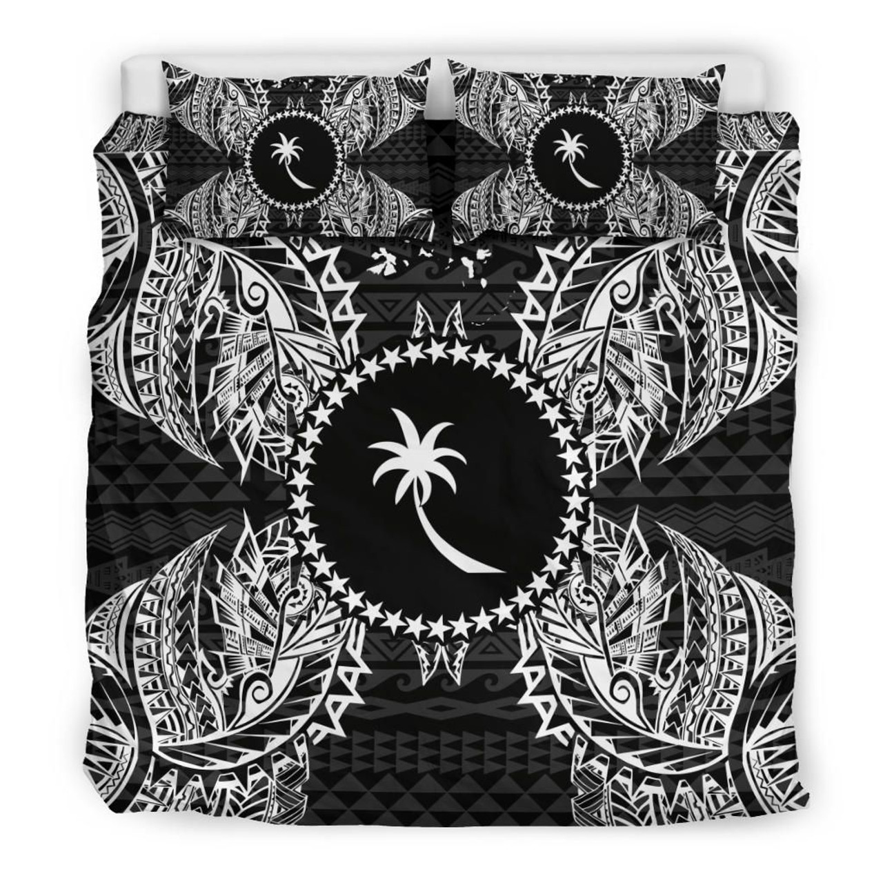 Polynesian Bedding Set - Chuuk Duvet Cover Set Map Black 3