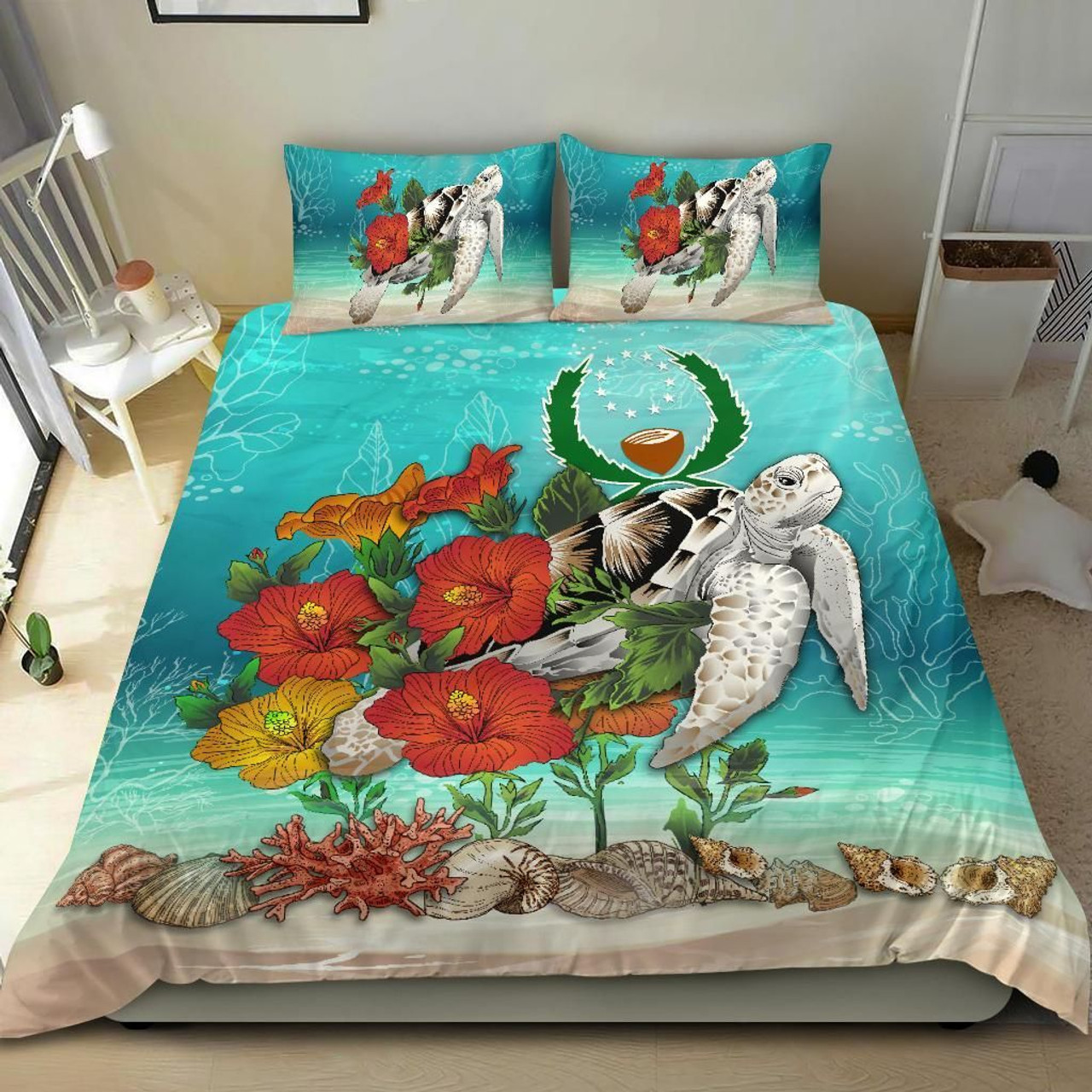 Northern Mariana Islands Personalised Bedding Set - Hibiscus And Banana Leaves 4