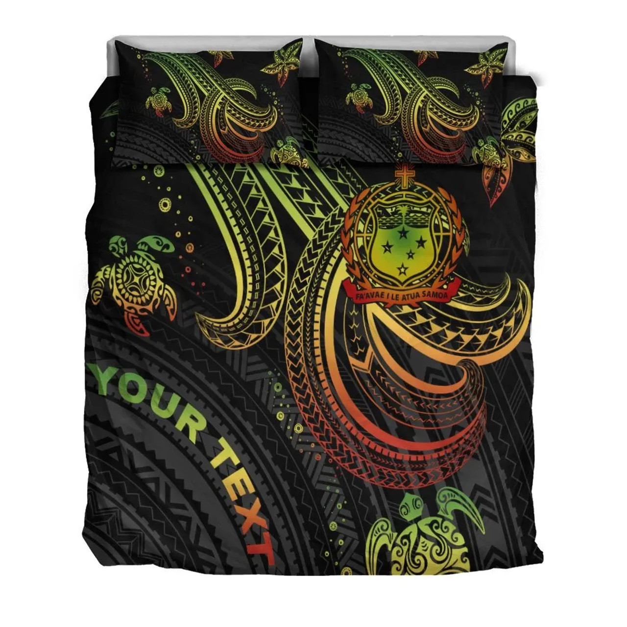 Samoa Custom Personalised Bedding Set - Reggae Turtle 3