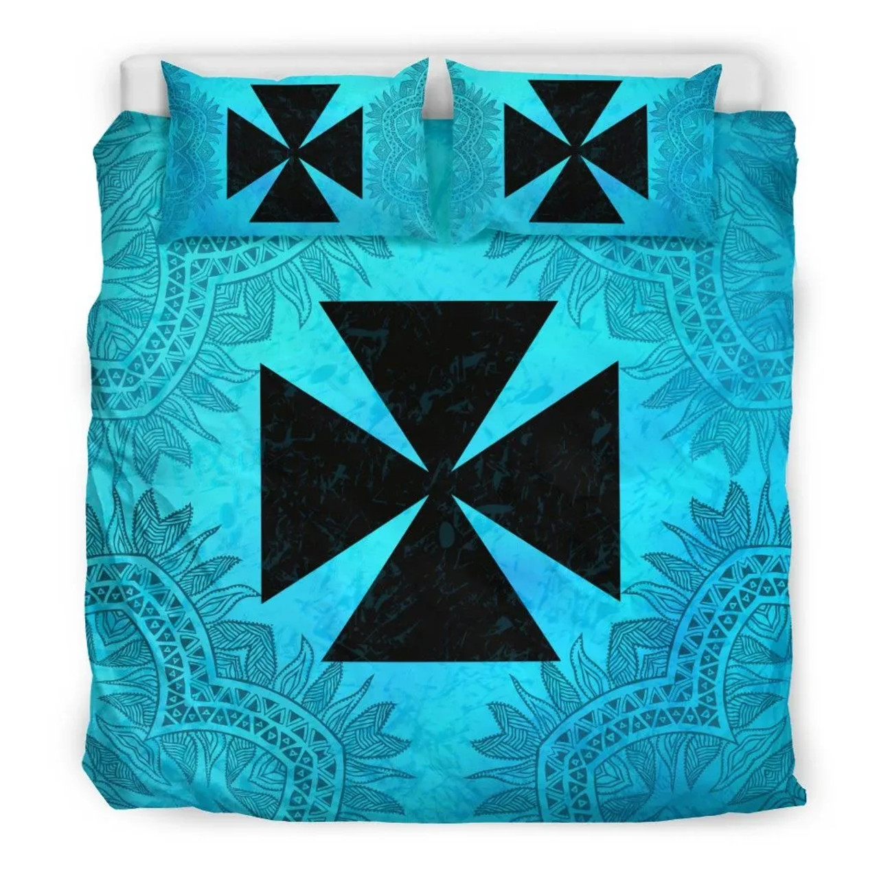 Wallis And Futuna Duvet Cover Set - Wallis And Futuna Coat Of Arms Turquoise 1
