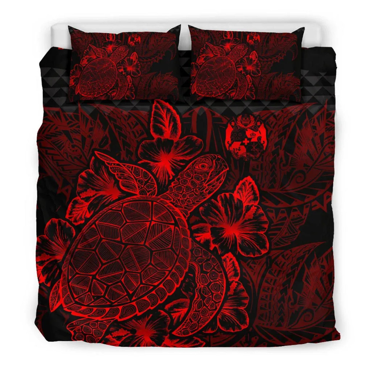 Polynesian Bedding Set - Tonga Duvet Cover Set Red Color 1