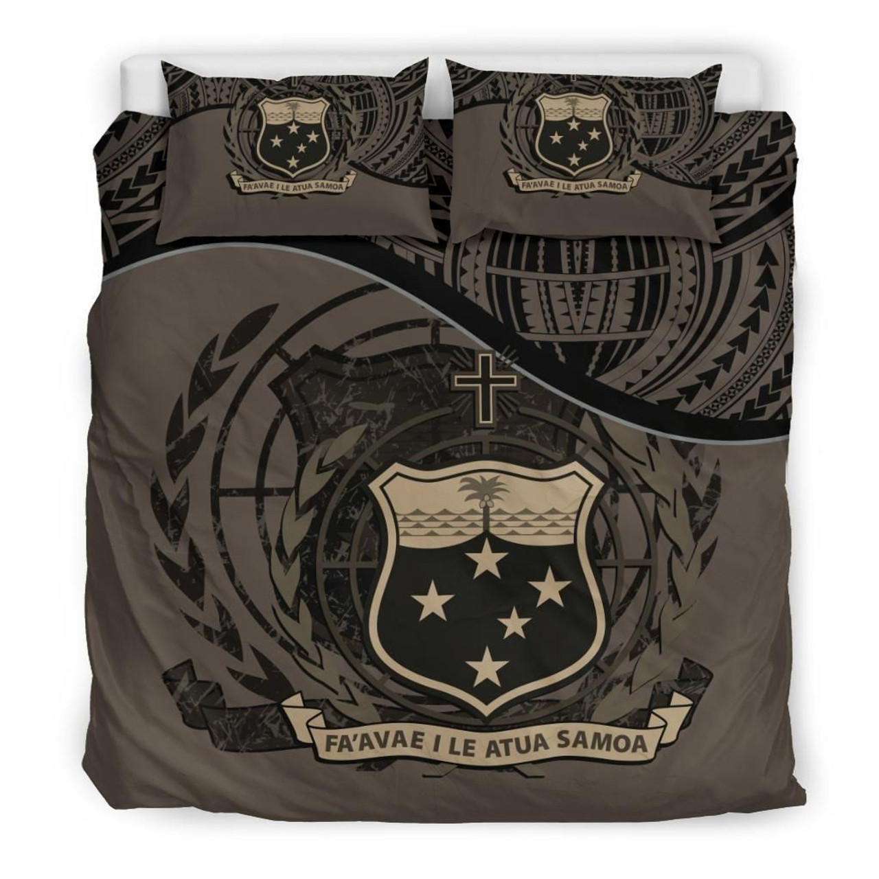 Samoa Duvet Cover Set - Special Grunge Samoa Flag Coat Of Arms Brown 1