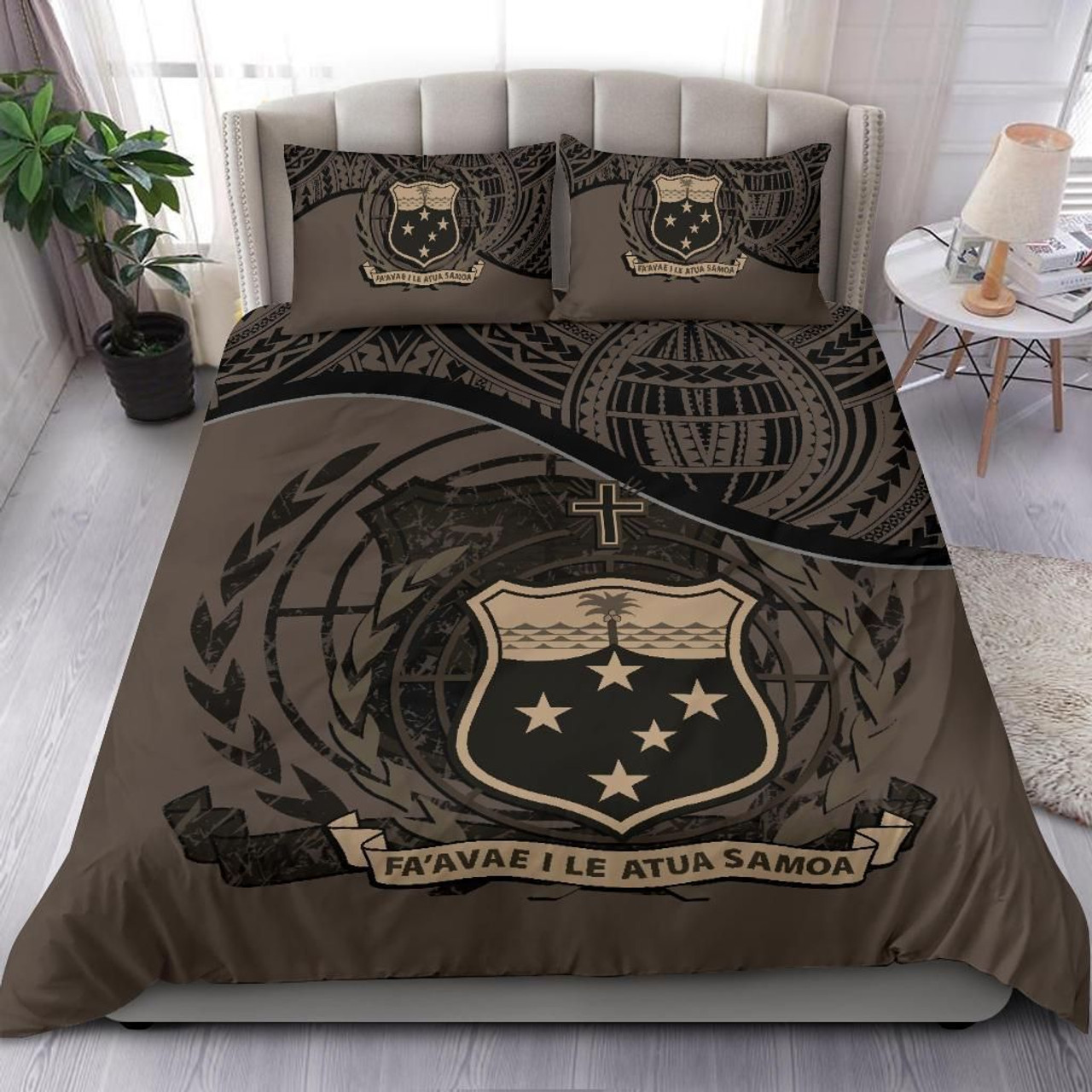 Samoa Custom Personalised Bedding Set - Samoa Seal Polynesian Patterns Plumeria 5