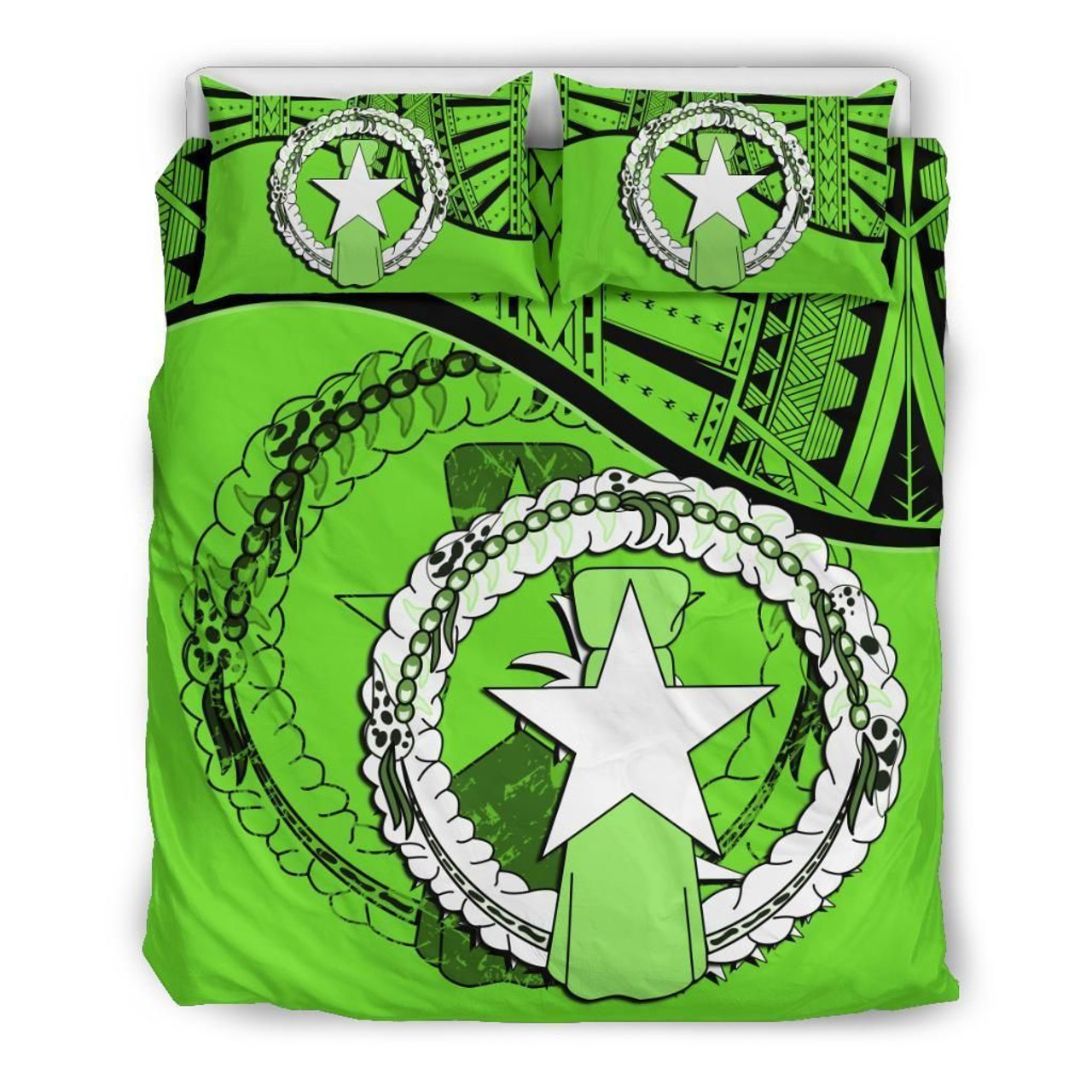 Northern Mariana Islands Duvet Cover Set - Northern Mariana Islands Flag Green 2