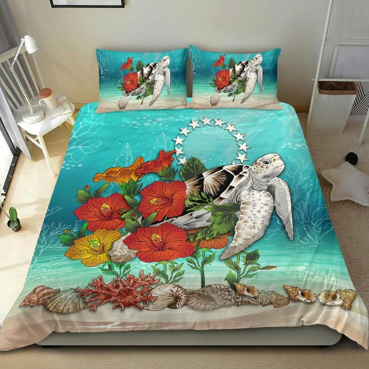 Polynesian Custom Personalised Bedding Set - Papua New Guinea Duvet Cover Set Floral With Seal Blue 4