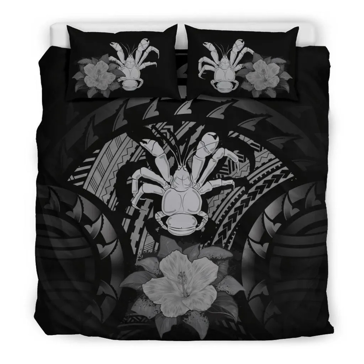 Niue Duvet Cover Set - Coconut Crab & Gray Hibiscus 1