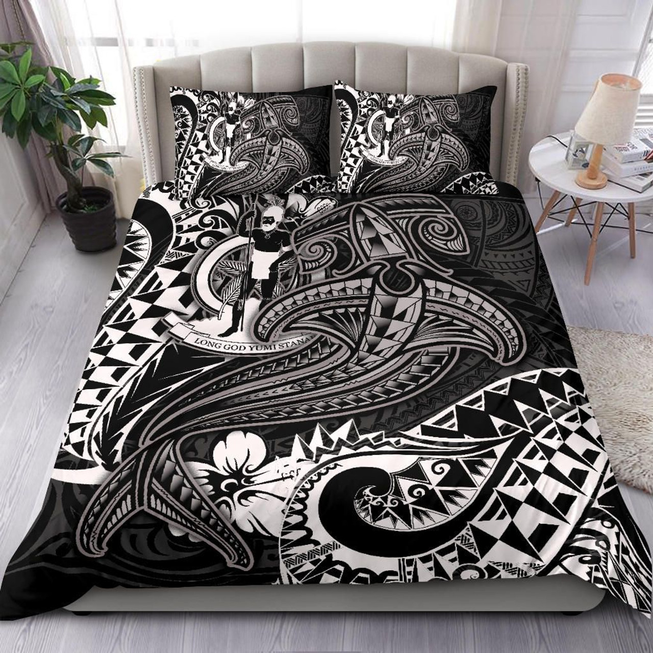 Fiji Bedding Set - Reggae Shark Polynesian Tattoo 5