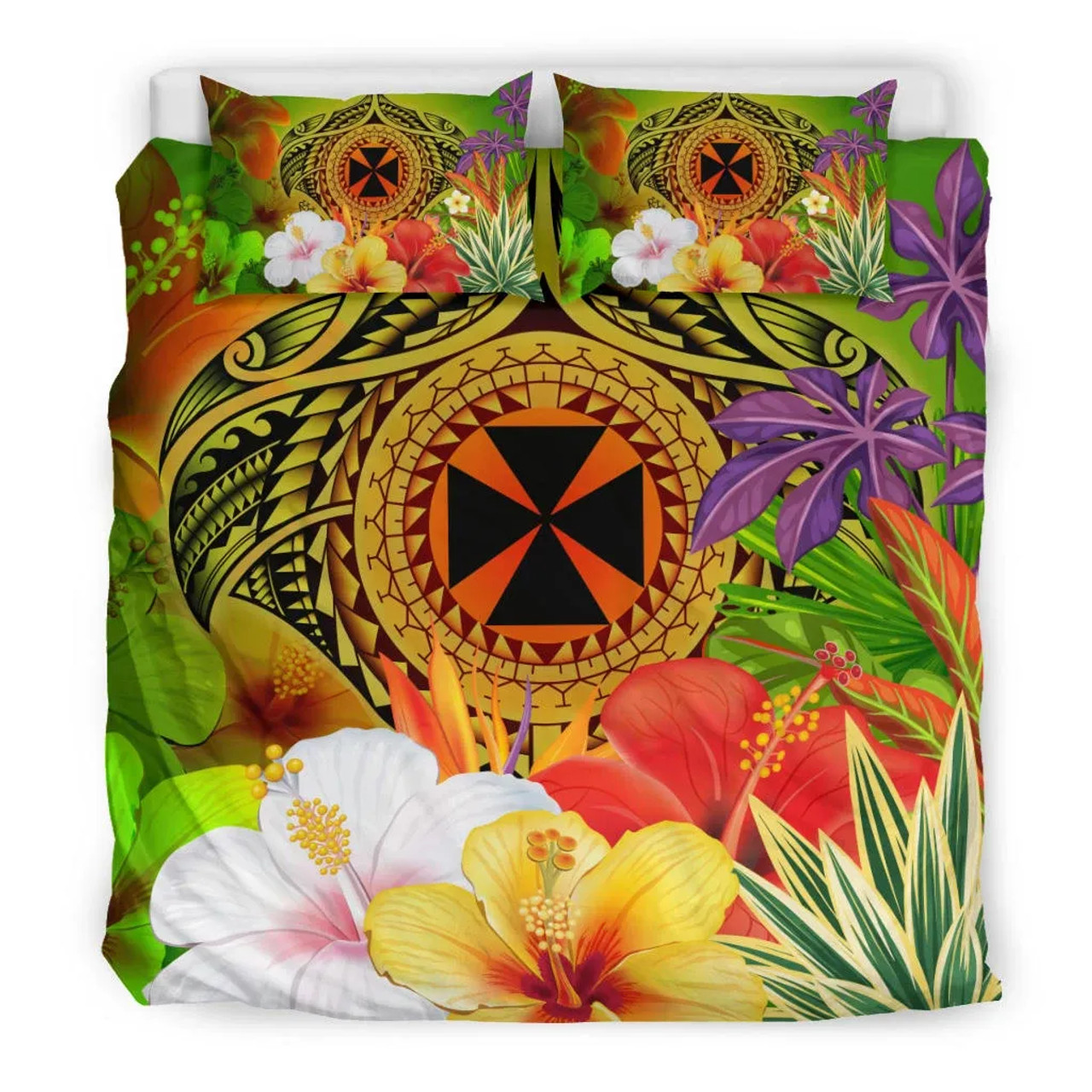 Polynesian Duvet Cover Set - Fiji Bedding Set Ocean Turtle Hibiscus 4