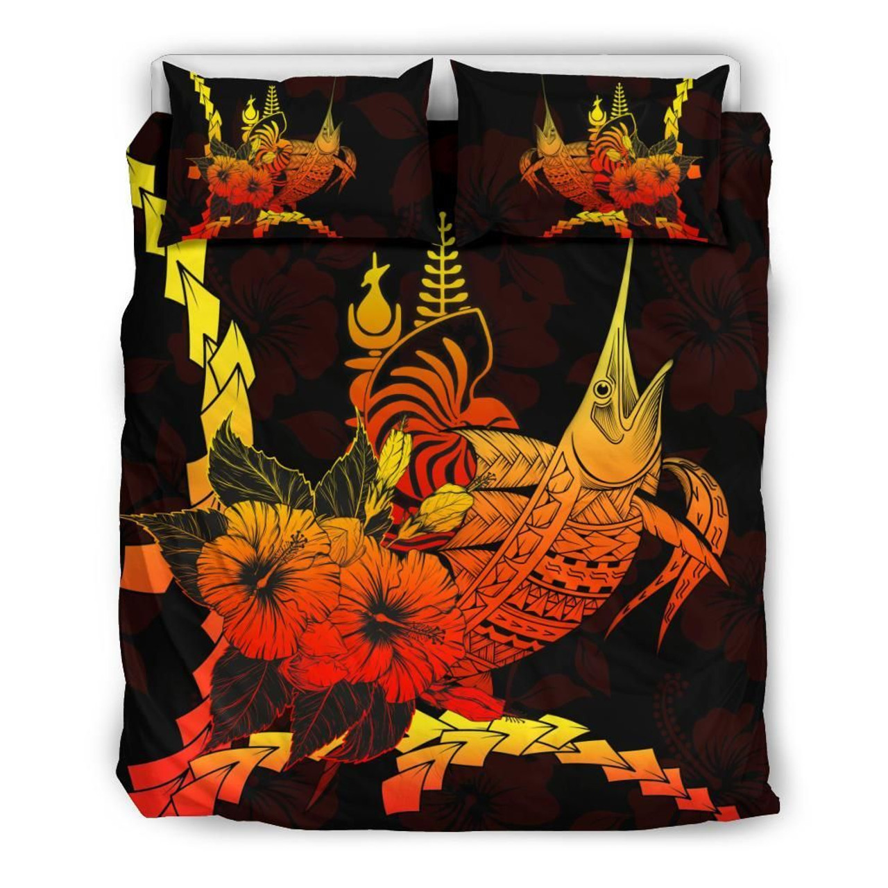 Hawaii Bedding Set - Kanaka Maoli Polynesian Patterns Plumeria (Black) 5