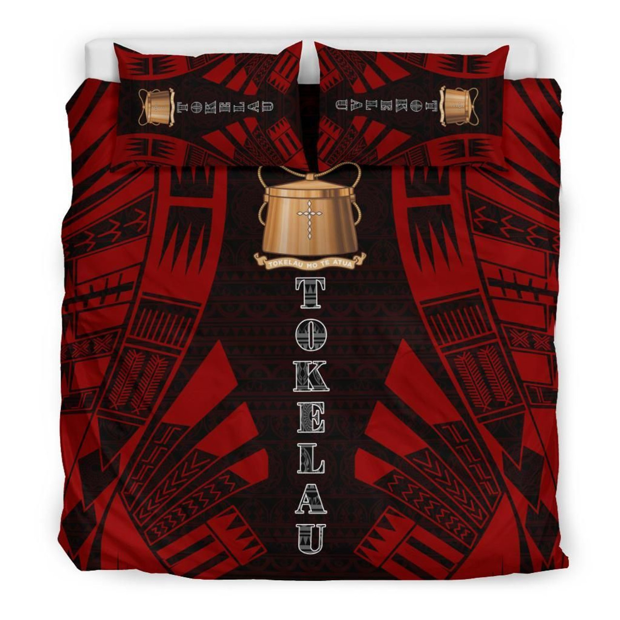 Tokelau Duvet Cover Set - Polynesian Tattoo Red 1