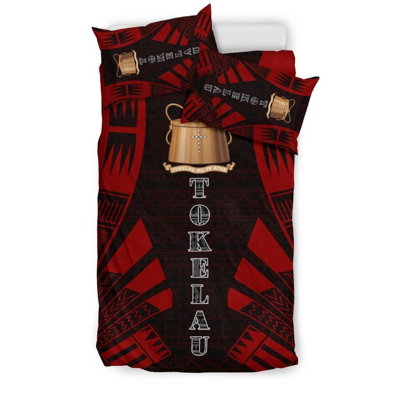 Tokelau Duvet Cover Set - Polynesian Tattoo Red 3