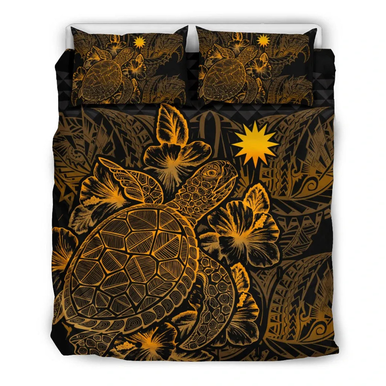 Polynesian Bedding Set - Nauru Duvet Cover Set Gold Color 2