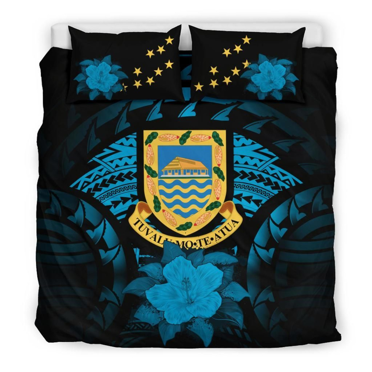 Tuvalu Duvet Cover Set - Tuvalu Coat Of Arms & Hibiscus 1