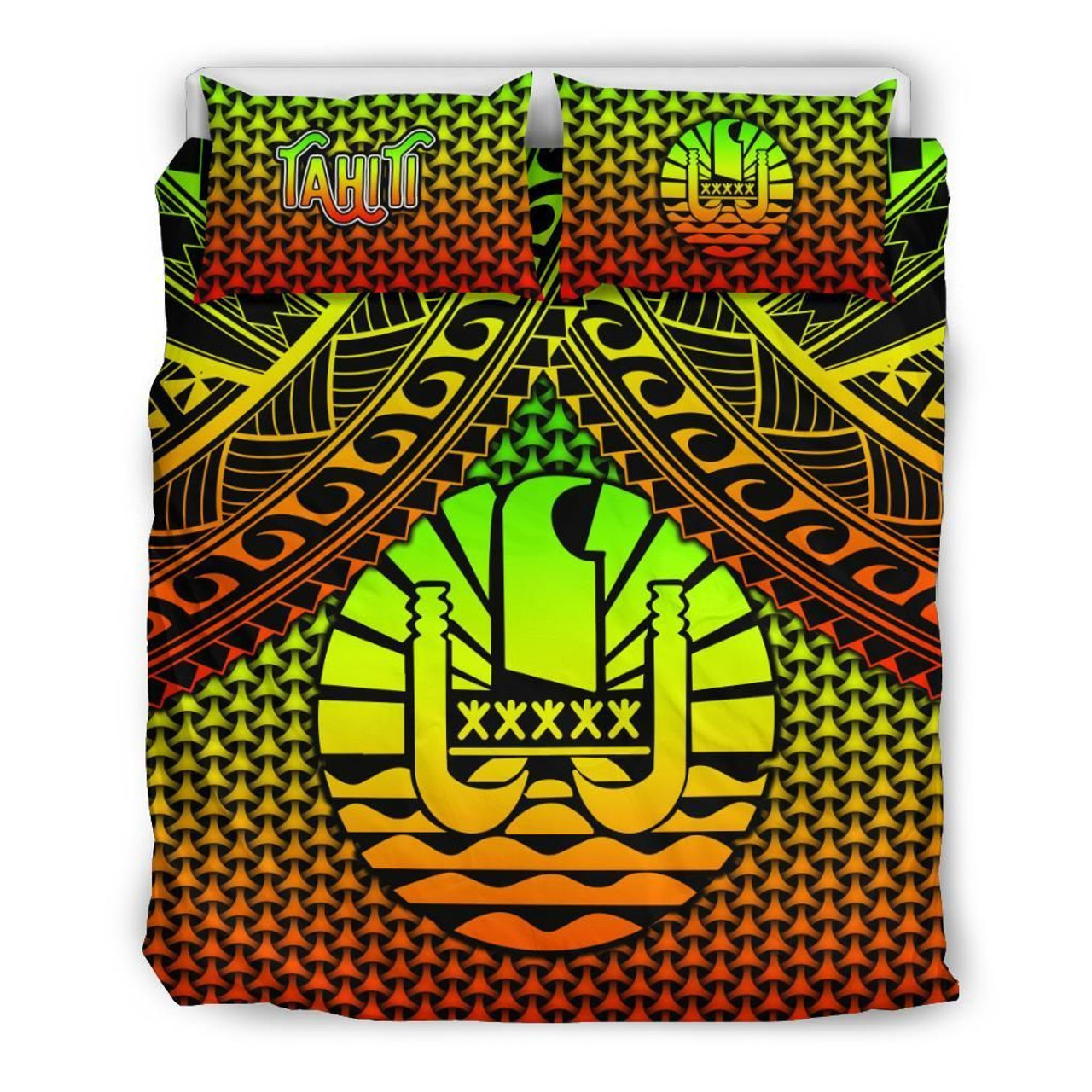 Polynesian Tahiti Bedding Set - Reggae Vintage Polynesian Patterns 3