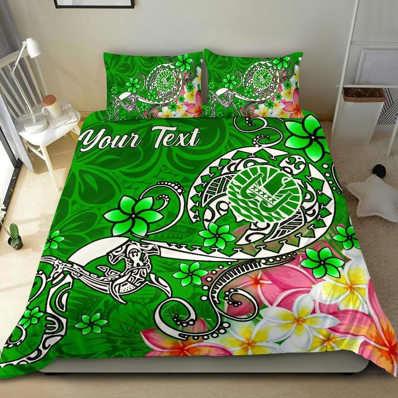 [Custom Personalised] Chuuk Bedding Set - Humpback Whale With Tropical Flowers (Yellow) 5
