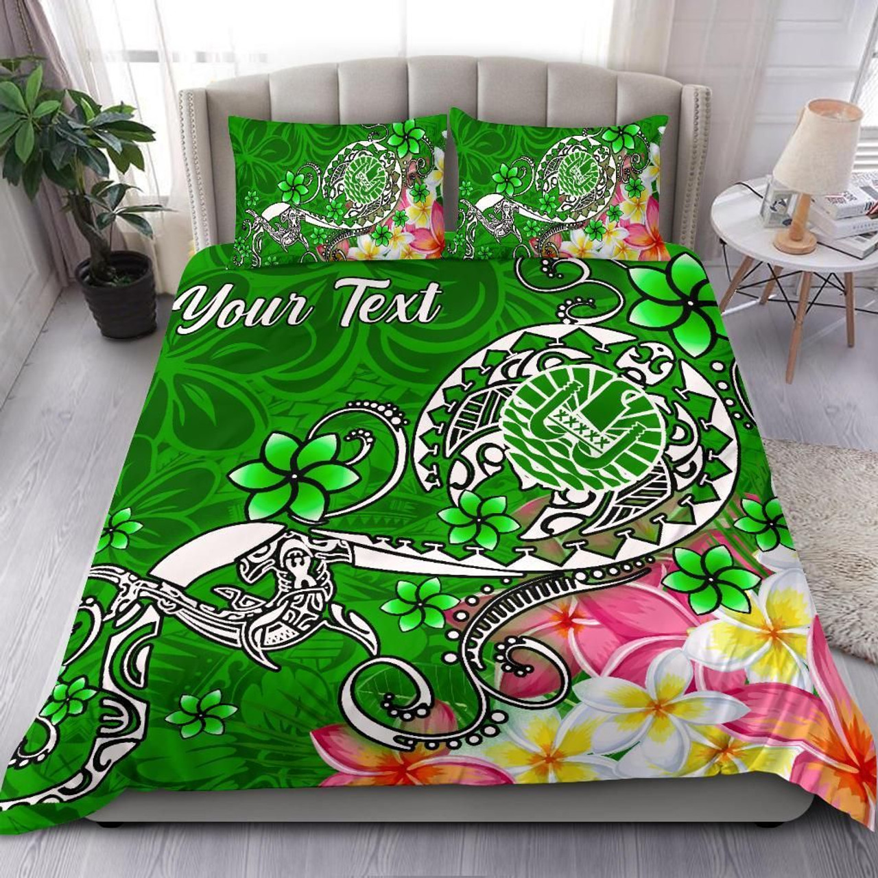 [Custom Personalised] Chuuk Bedding Set - Humpback Whale With Tropical Flowers (Yellow) 6