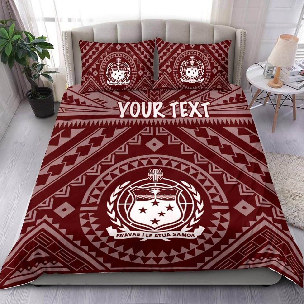 Samoa Personalised Bedding Set - Samoa Seal In Polynesian Tattoo Style (Red) 1