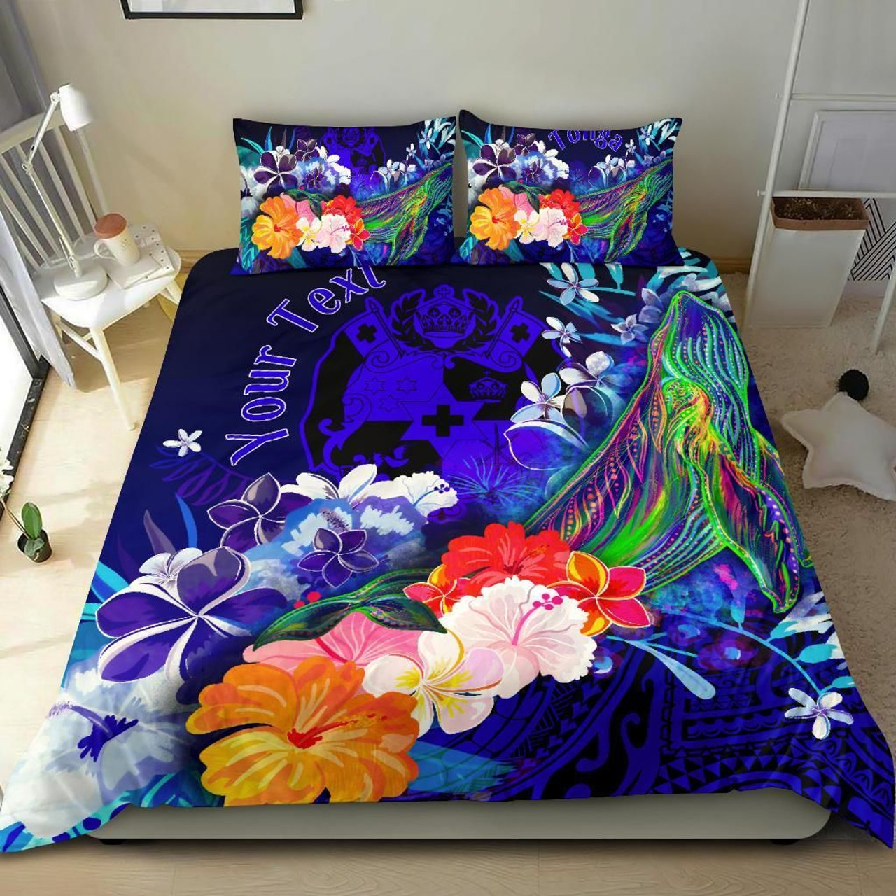 Fiji Polynesian Custom Personalised Bedding Set - Floral With Seal Pink 4