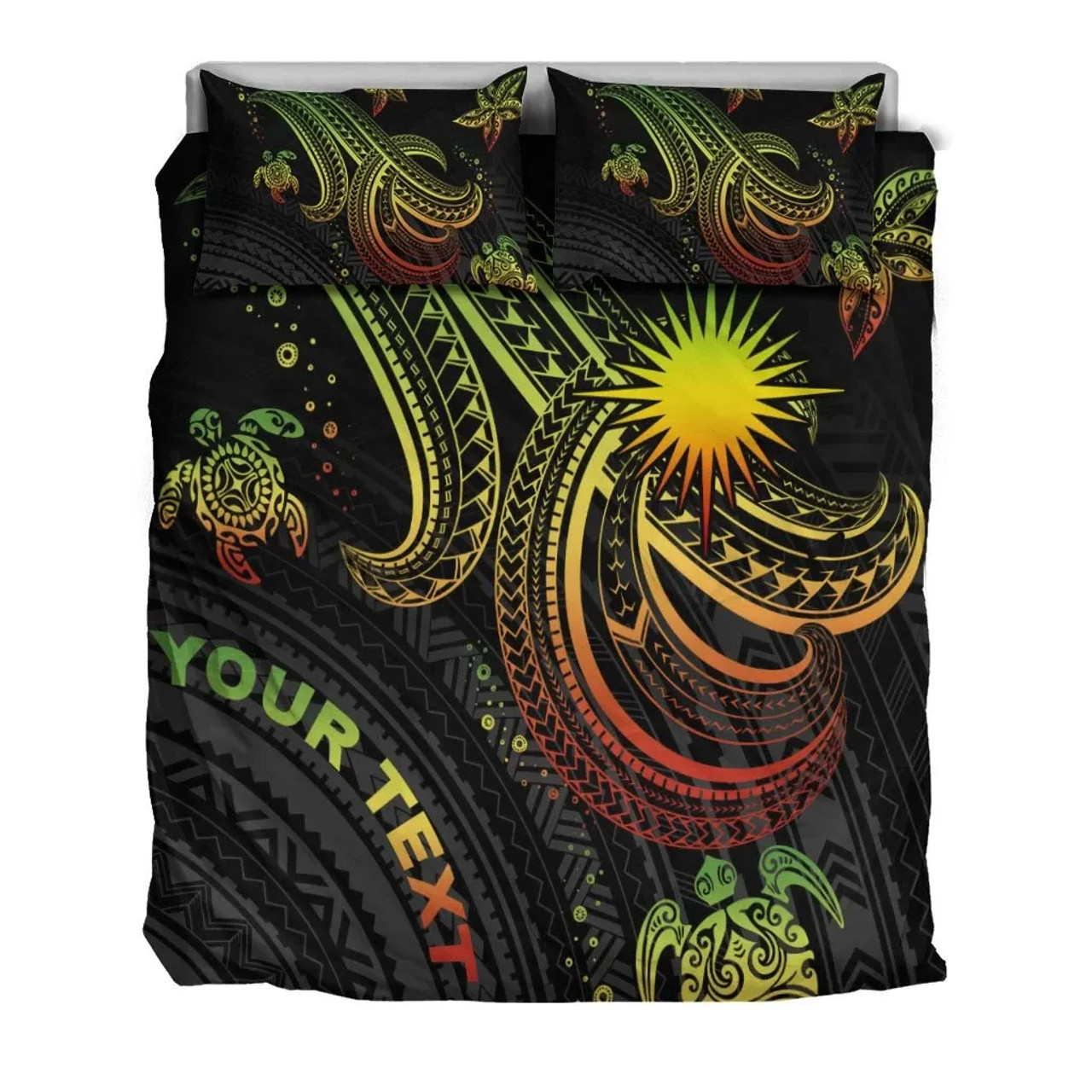 Marshall Islands Custom Personalised Bedding Set - Reggae Turtle 3