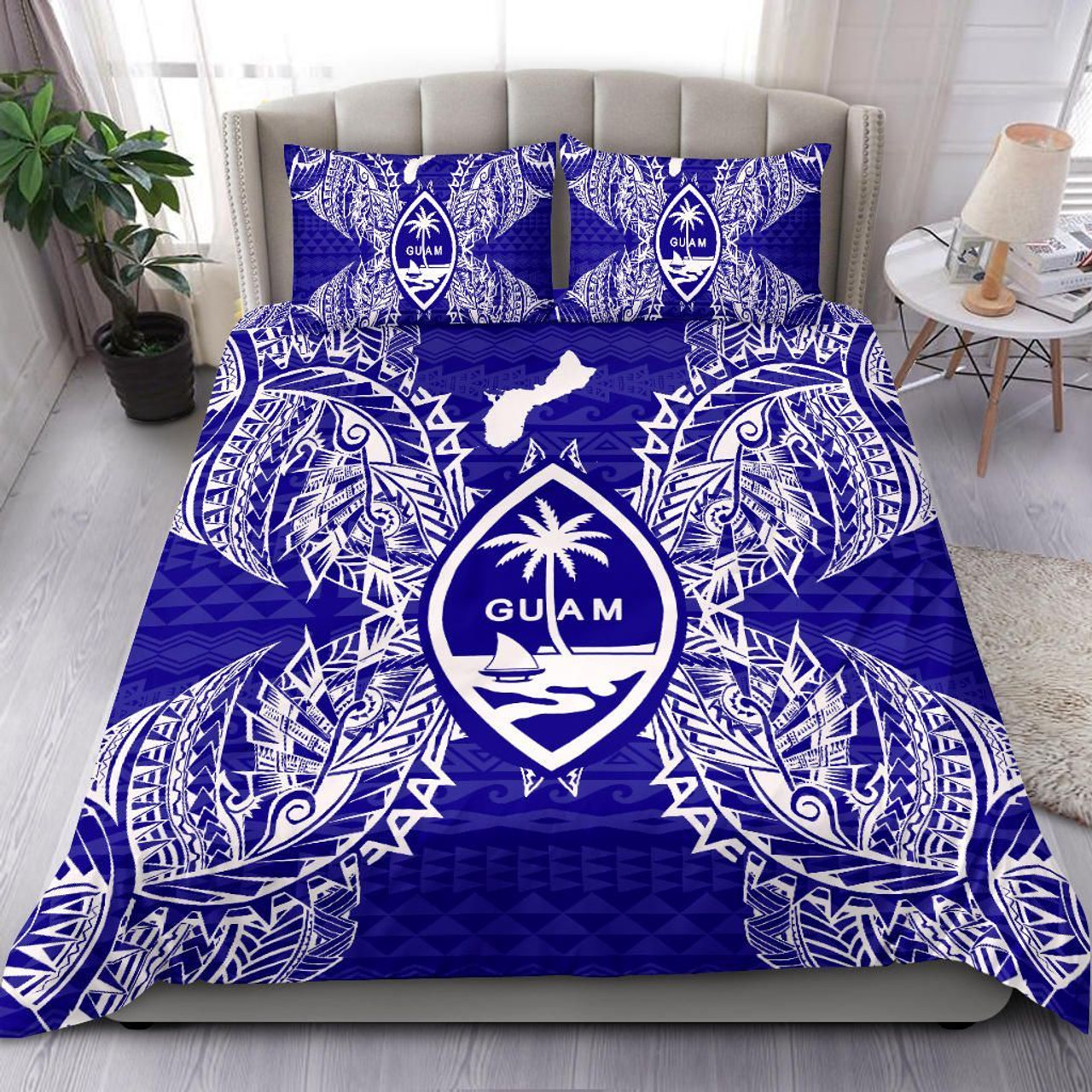 Polynesian Bedding Set - Guam Duvet Cover Set Map Blue 1