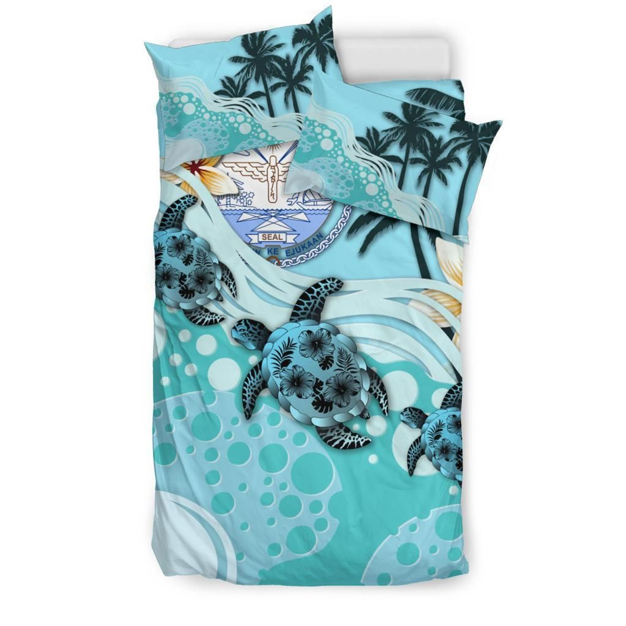 Polynesian Duvet Cover Set - Marshall Islands Bedding Set Blue Turtle Hibiscus 3